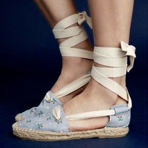 NIB ANTHROPOLOGIE KMB Ankle Tie Espadrilles Size EU 38